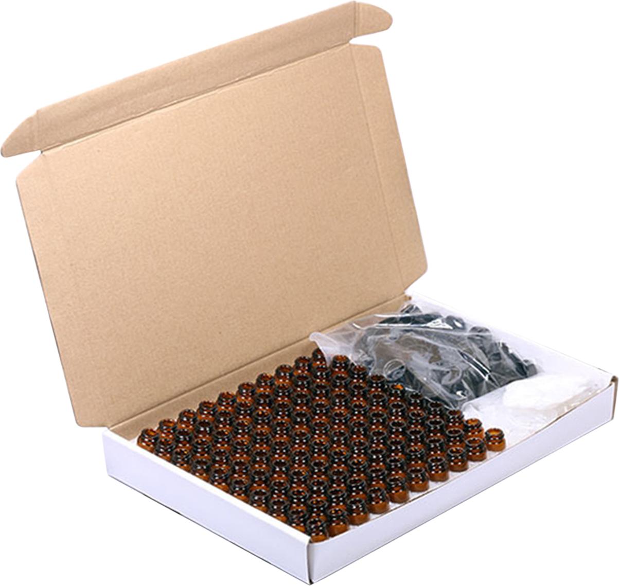 Cocosity 100 Stück ätherische Ölfläschchen, 3 ml, leere Glasfläschchen, kleine Ölprobenfläschchen mit Öffnungen, braun