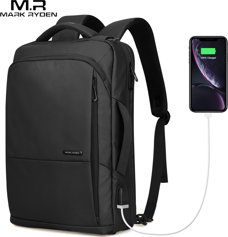 TOMSHOO MARK RYDEN Grosse Kapazitaet Anti-Dieb Multifunktions-Business-Laptop-Tasche Wasserdichte USB-Ladung Outdoor-Maenner Rucksack One-Shoulder-Reise-Computer-Tasche