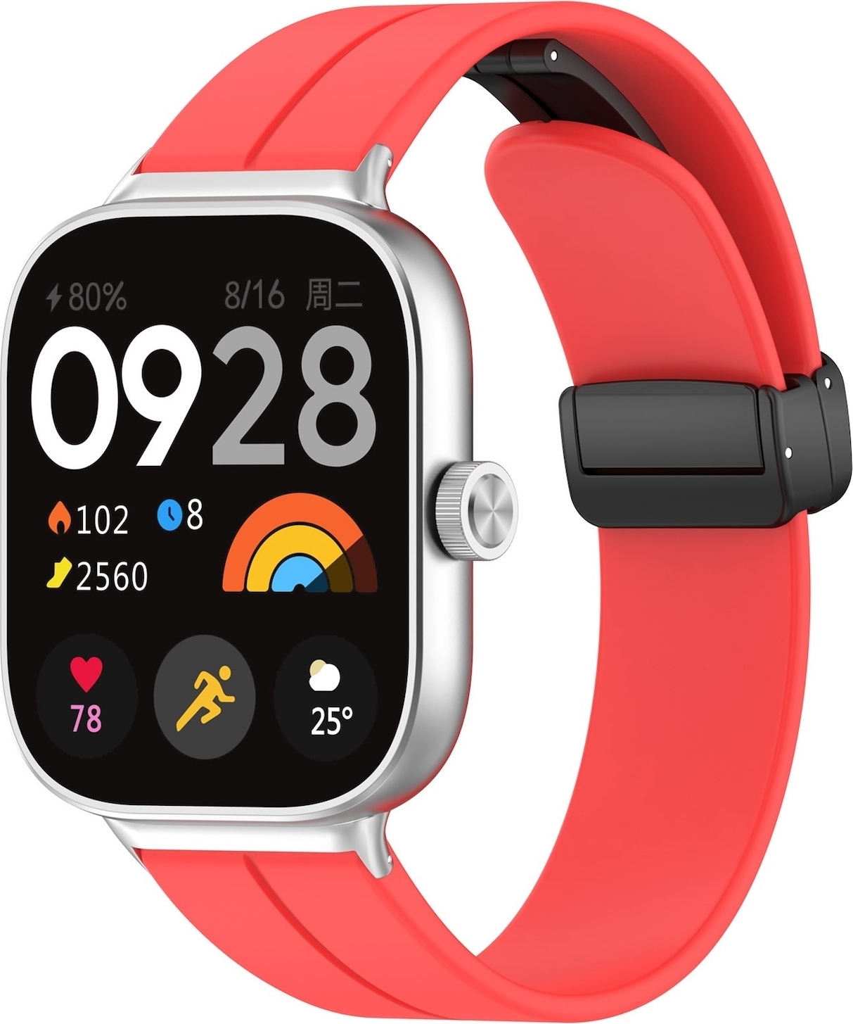 Pre Xiaomi Mi Band 8 Pro / Redmi Watch 4 Groove Silikónový remienok Magnetická pracka Red