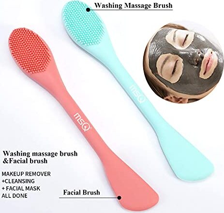 Husar MSQ 2 in 1 Maskenpinsel Silikon Gesichtsmaske Pinsel und weicher Gesichtsbürste waschen für Make-up Entfernen Sie die Bürste Schlamm Ton Gesicht