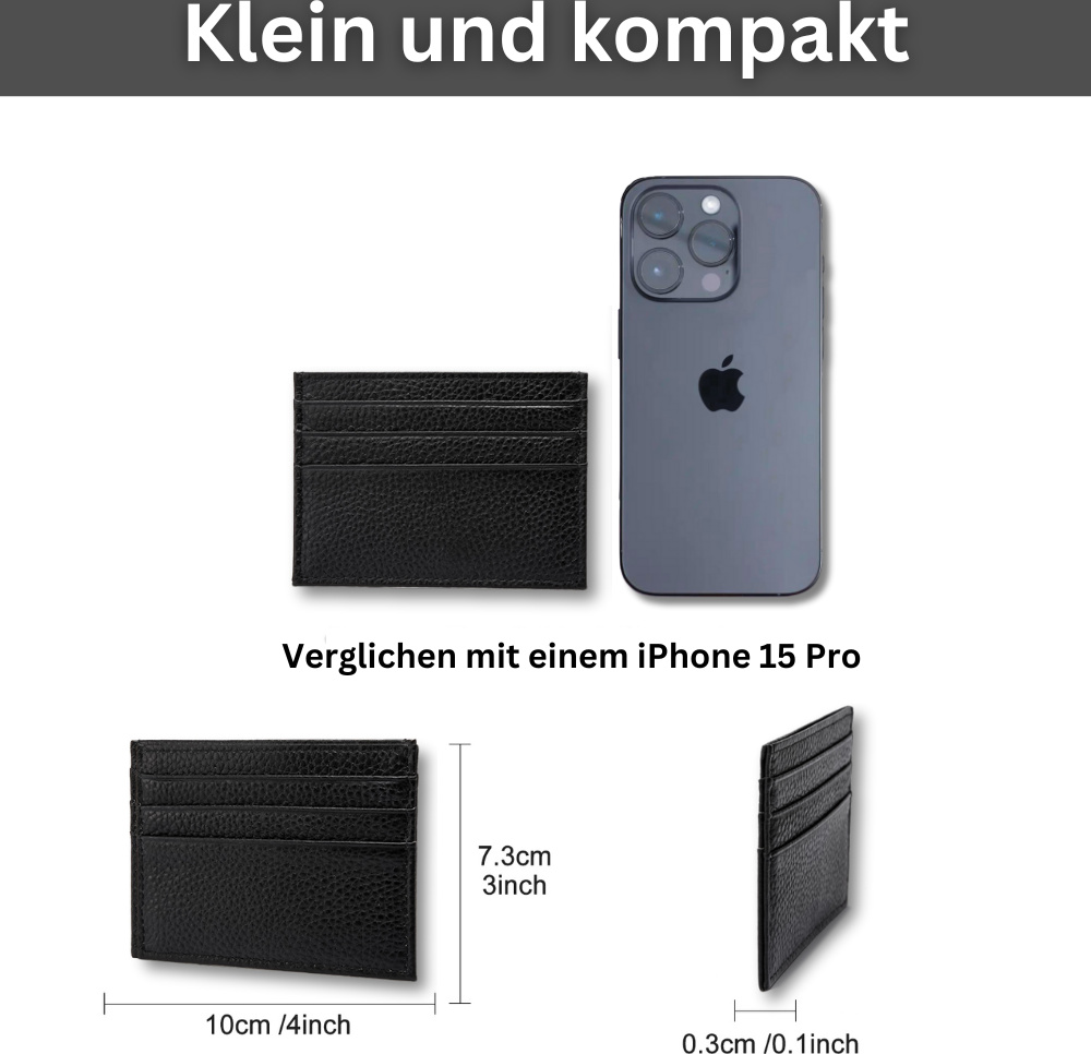 Fomax Kartenetui aus echtem Leder, elegantes Design mit übersichtlicher Anordnung, Cafe