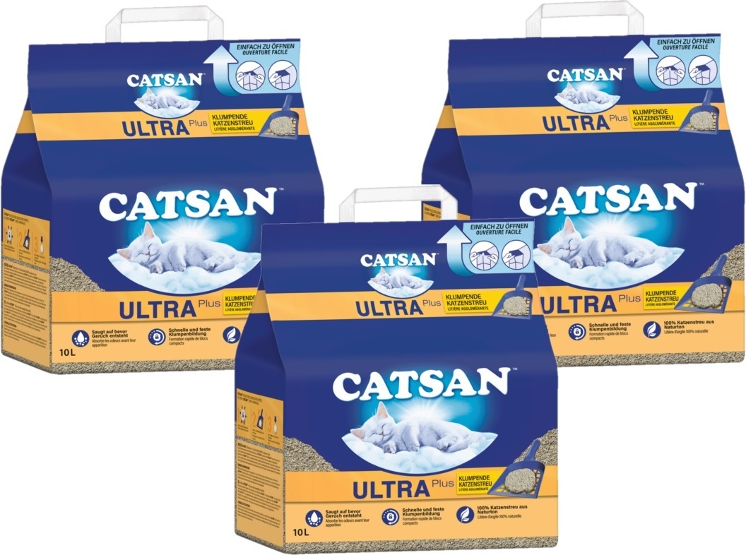 CATSAN Ultra Plus Klumpstreu 3 x 10l Katzenstreu
