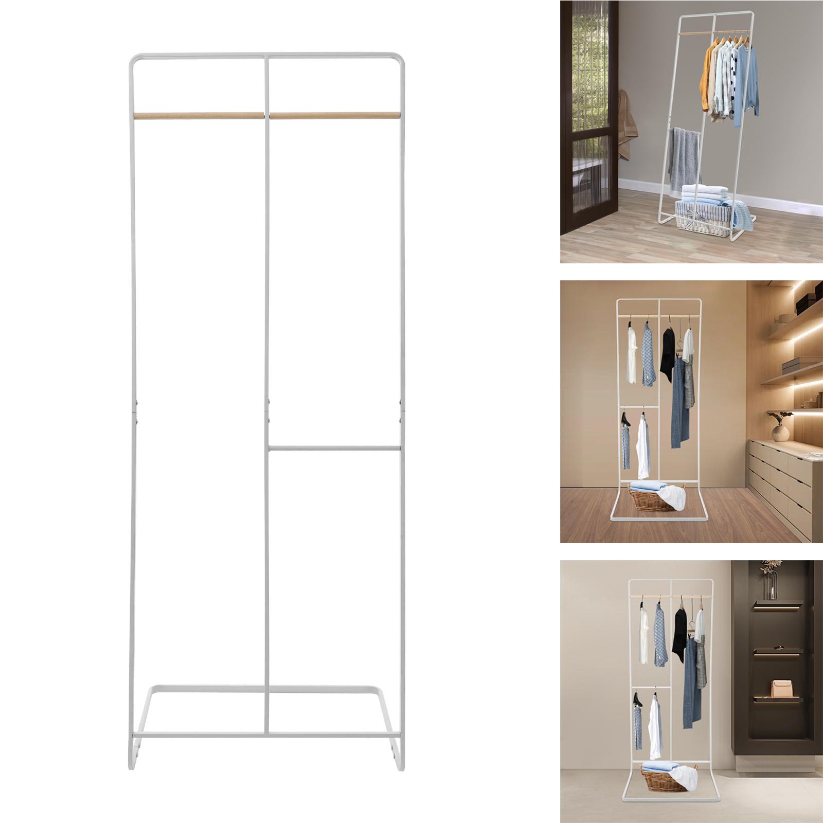 GreatDEshop2021 163*61*45cm Kleiderständer, 2-Reihen Eck-Kleiderständer, Multifunktions-Kleiderständer für Kleidung JJ294Z-007900-WL