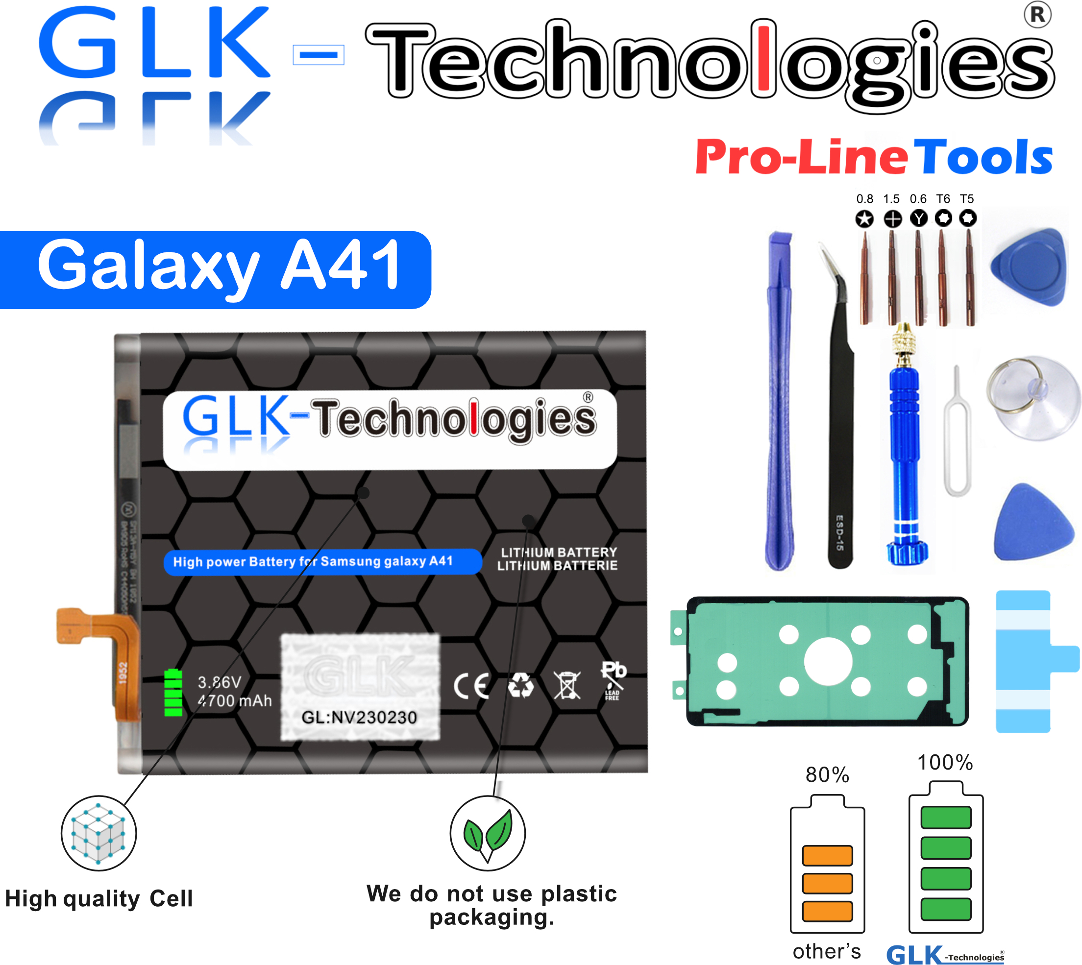 GLK-Technologies für Samsung Galaxy A41 SM-A415F Akku Battery Batterie EB-BA415ABY