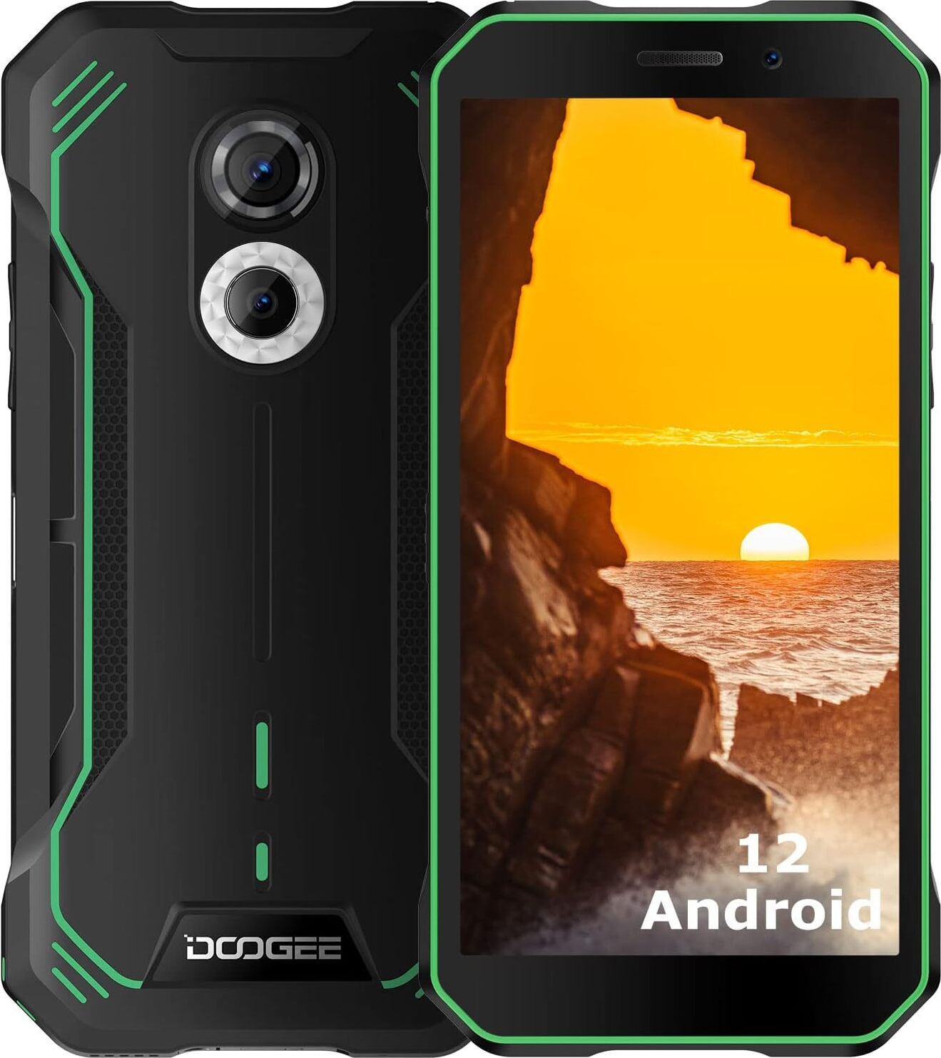DOOGEE S51 Outdoorový mobilný telefón bez zmluvy Android 12 Outdoorový smartfón 4GB+64GB (512GB SD) 5180mAh, 4G Helio G25 Octa Core 6.0", IP68 IP69K/NFC, zelený
