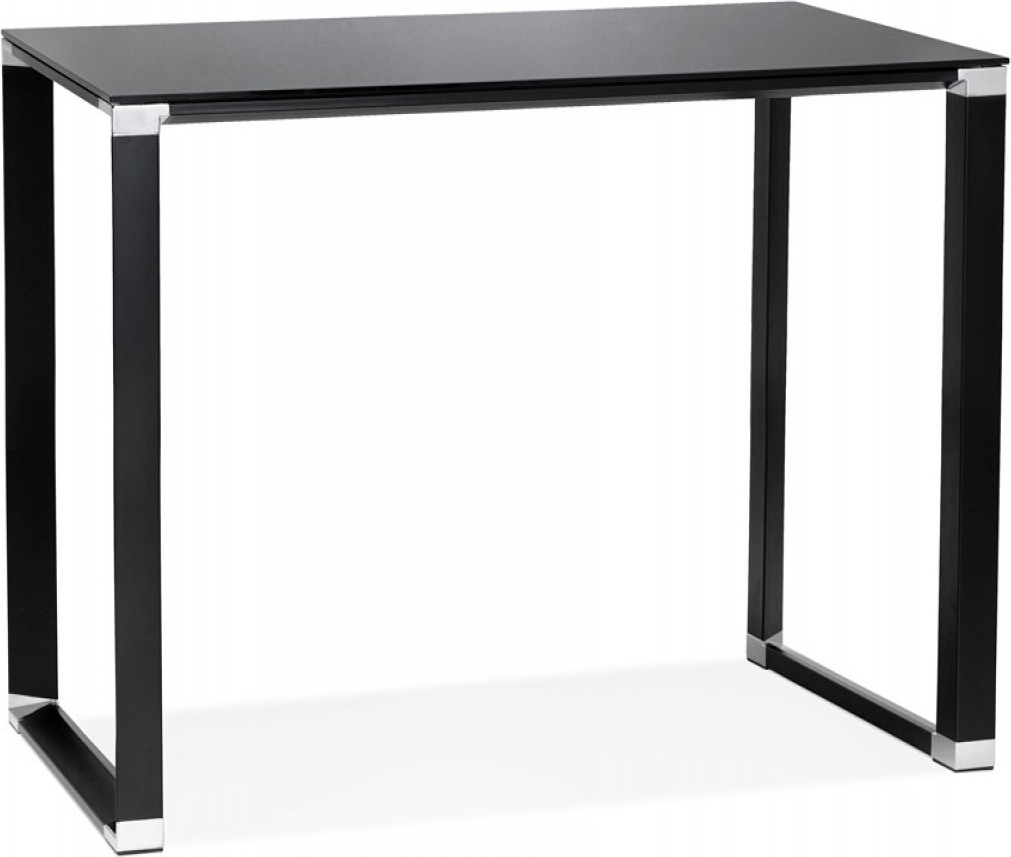 Hochtisch aus Schwarzem Metall und Glas | Esstisch mit Gehärteter Glasplatte | Designer Bartisch für Wohnzimmer | Industrieller Stil | 140x70x101 cm | Kadima Design