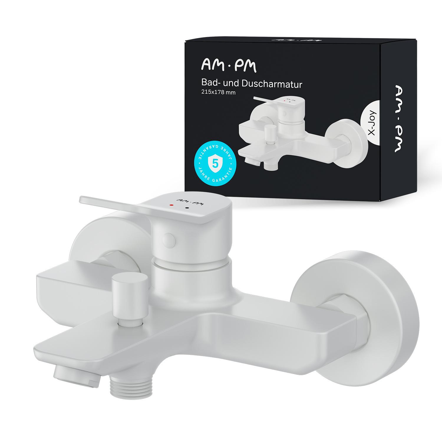 AM PM AM.PM Badewannenarmatur Wannenarmatur Weiß Einhebelmischer Wandmontage Bad Messing Badewannen Armaturen FXA10033