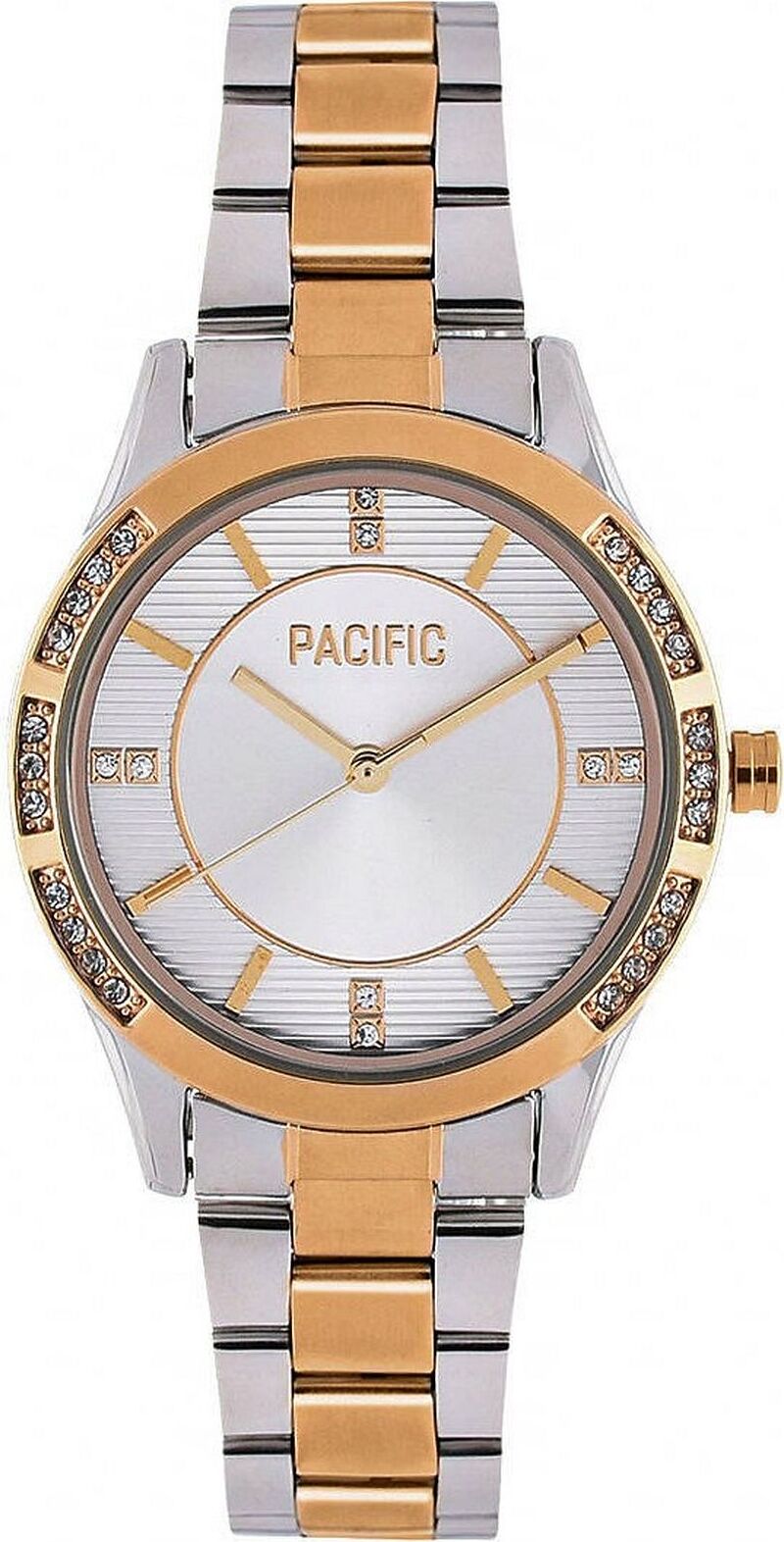 Pacific X Damenuhr, Silber-Roségold, Kristallindizes