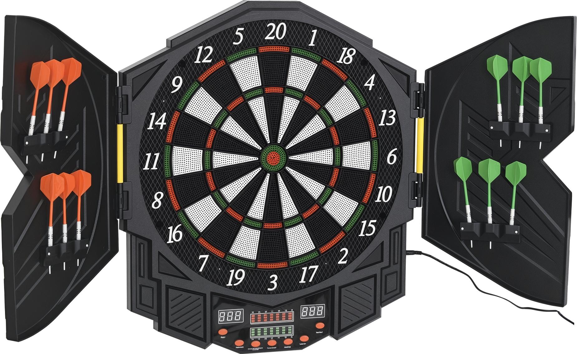Novzep Elektronisches Dartboard Set mit Sprachansagen, LED-Anzeigen, 12 Darts, 27 Spielen, 216 Varianten für bis zu 8 Spieler KAUF-ALRI-B8-0006-018