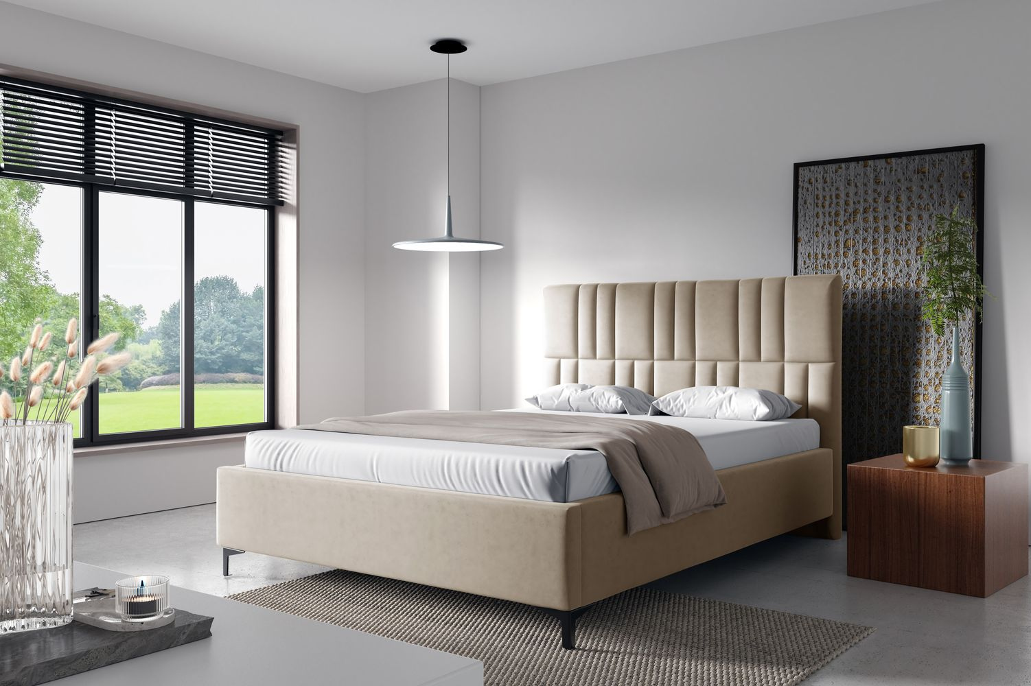 Čalúnená posteľ 120x200 ODETA 5 - svetlo béžová