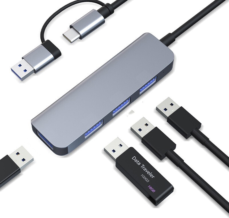 INF Duálny rozbočovač USB-C a USB-A s 1 portom USB 3.0 a 3 portami USB 2.0
