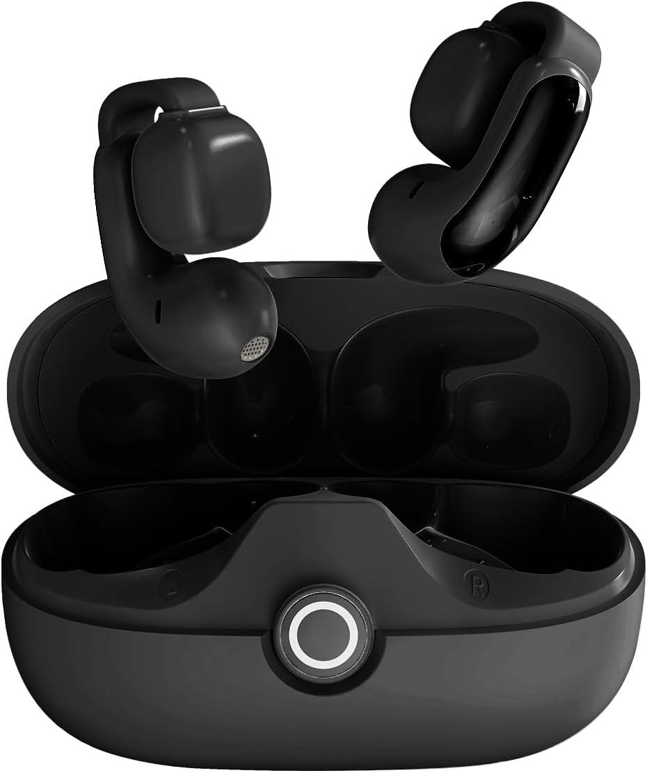 Xmenha Open Ear Kopfhörer Bluetooth 5.4 Ear Clip Air Bone Conduction aKopfhörer mit Ohrclip Luftleitung Knochenschall Sportkopfhörer für Laufen Radfahren