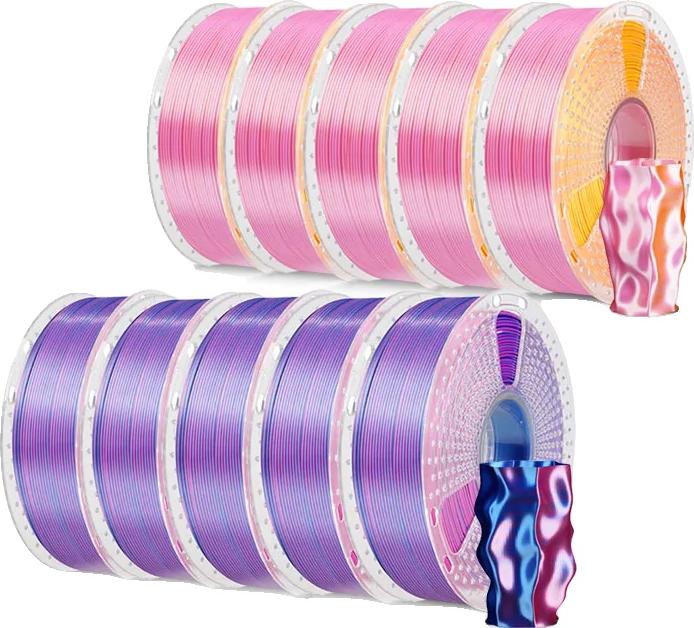 OEM 3D-Drucker-Filament, Seiden-PLA-Material, Dual-Farboptionen, PKGD RDBL 1624