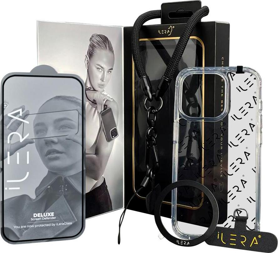 iLera Go Ice Case s remienkom na zápästie, luxusná sada puzdra so sklom a ochranným pásom 4 v 1 pre iPhone 16