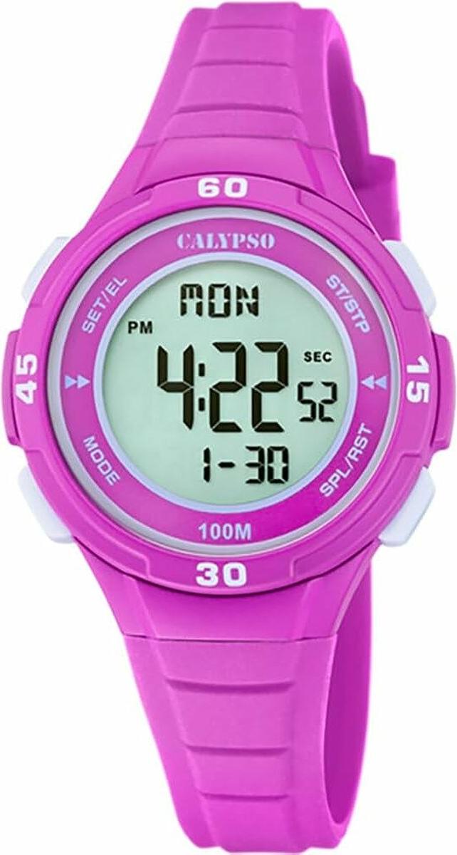 Mládežnícke digitálne hodinky Calypso módne plastové náramkové hodinky ružové UK5830/4