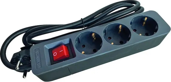 PROTEC.class PTSDS3grsw Tischsteckdose 3-fach mit Schalter PTSDS3GS