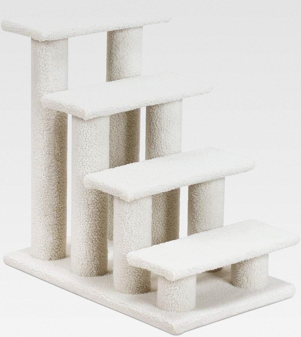 Markenlos Tiertreppe 4 Stufen Katzentreppe Hundetreppe Treppe für Katze Kletterbaum Katzenbaum 60,5 x 41 x 60,5 cm (Beige)