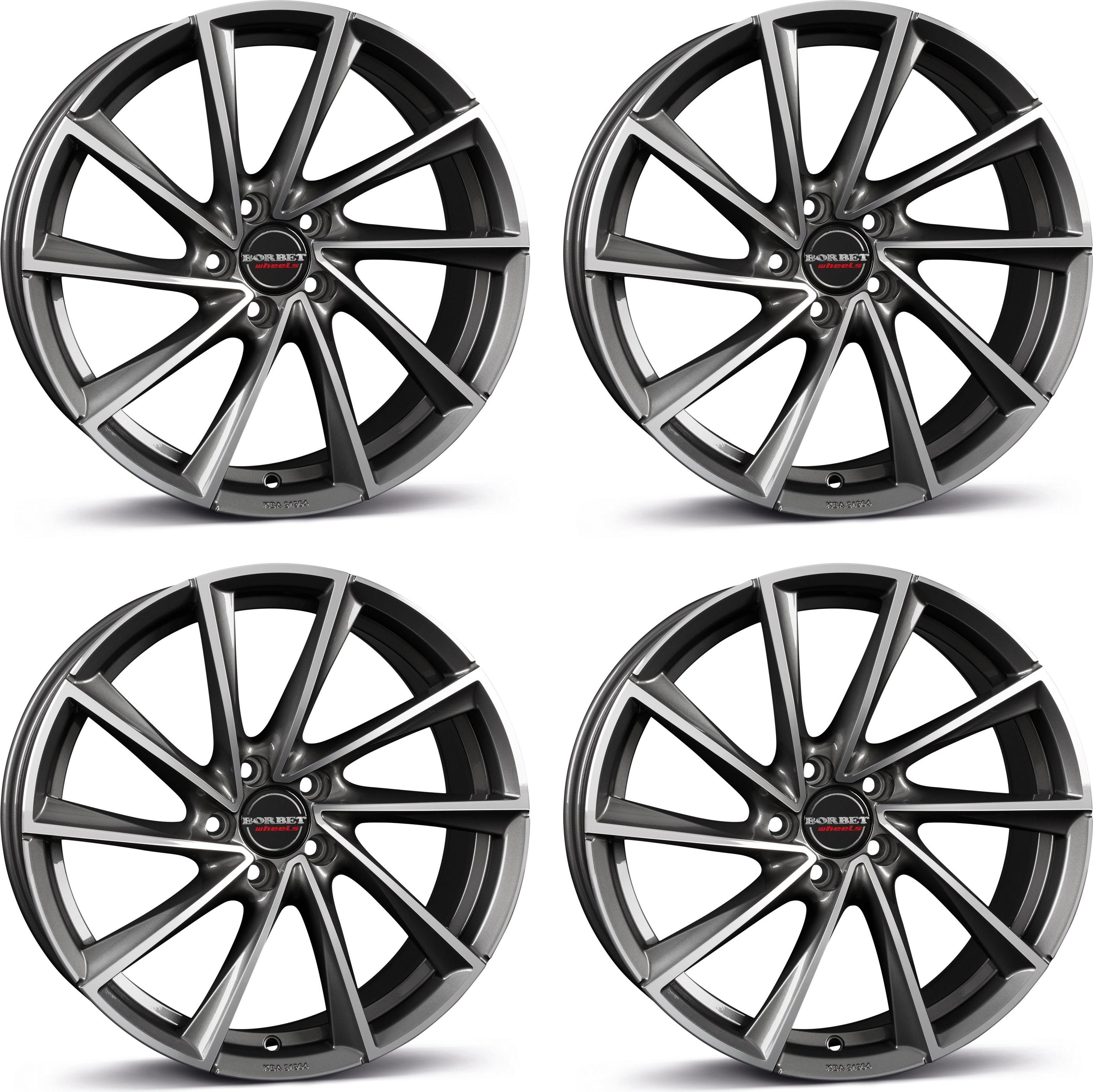4 Borbet Felgen VTX 8.0x18 ET48 5x114.3 GRAPP für Honda Accord Civic CR-V Honda HR-V 5x114.3 GRAPP für Honda Accord Civic CR-V Honda HR-V 4-VTX 80848114,3572,5GP