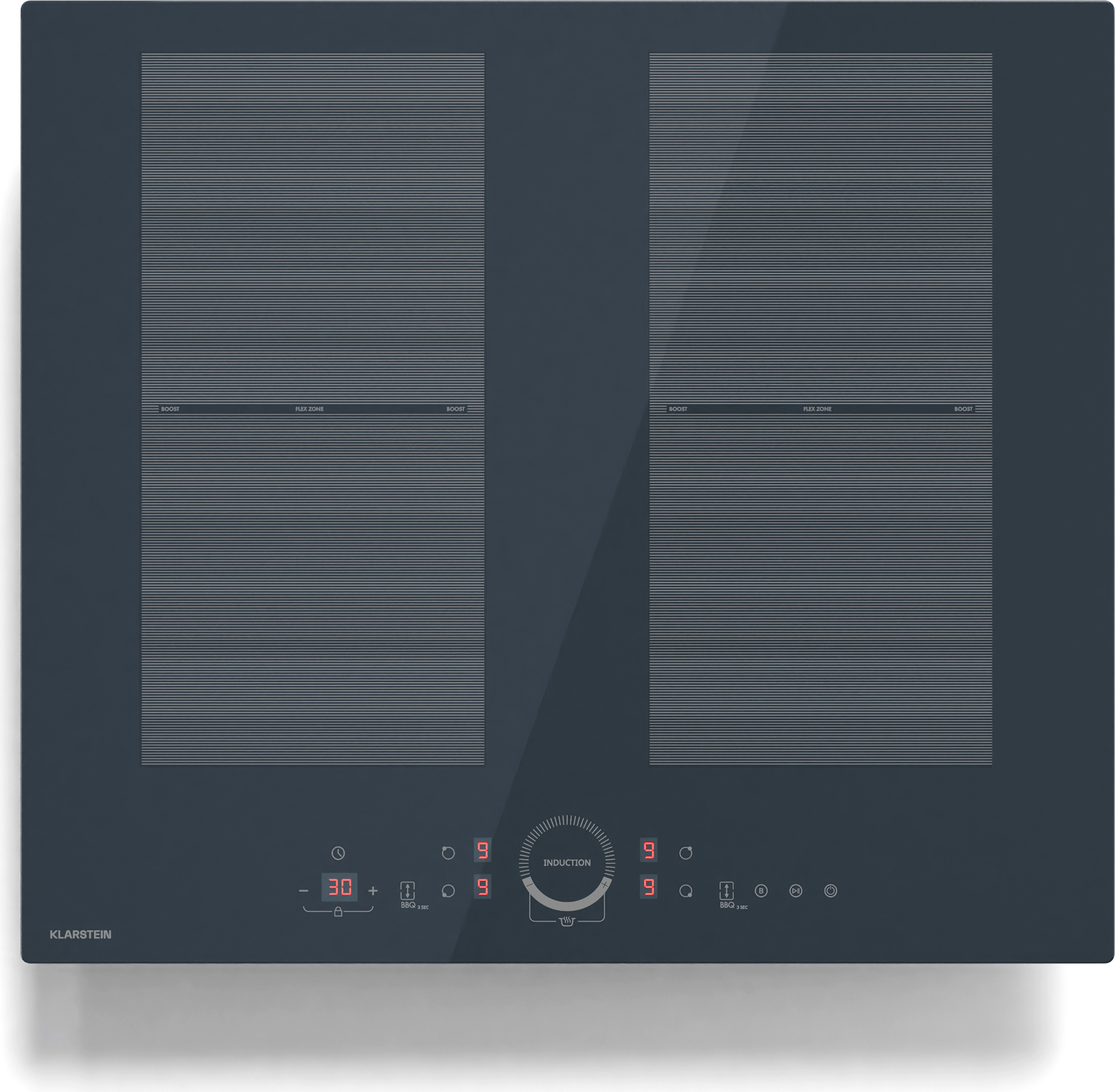 Klarstein Delicatessa 60 indukčná varná doska - 4-zónová vstavaná varná doska, 7 000 W S posilňovačom, flexi zónou a detskou poistkou, čierna farba, sklokeramický povrch, 59 cm