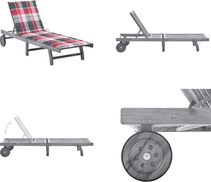 vidaXL Lehátko s vankúšom sivé akáciové masívne drevo - Lehátko - Lehátka - Drevené ležadlo - Drevené ležadlá