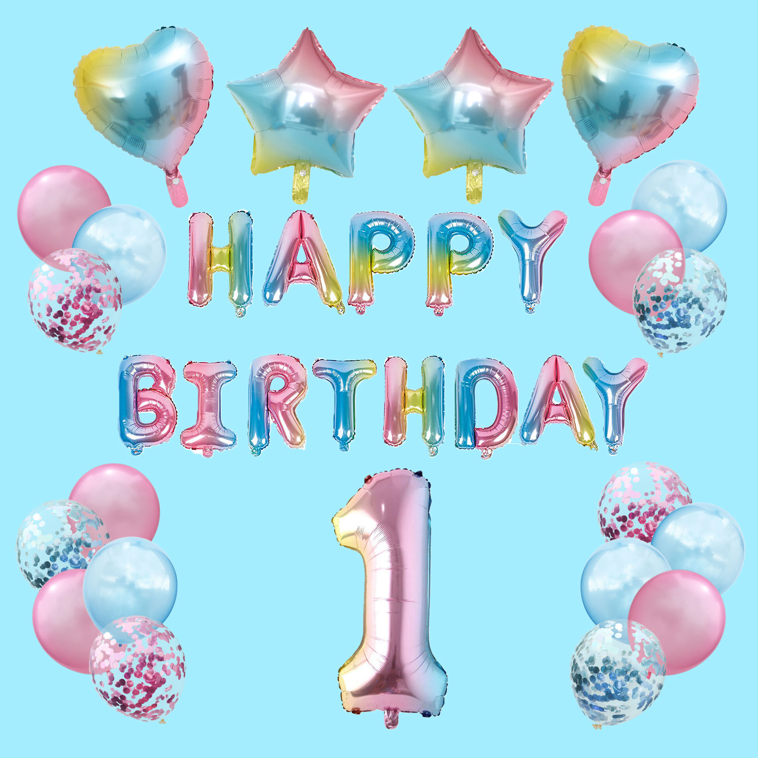 Oblique Unique® Folien Luftballon mit Zahl Nummer für Kinder Geburtstag Jubiläum Silvester Party Deko Folienballon in Regenbogenfarben Farbmix Zahl wählbar Nr 0