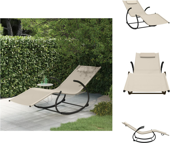 vidaXL Hojdacie lehátko krémová oceľ a textilén - Lehátka