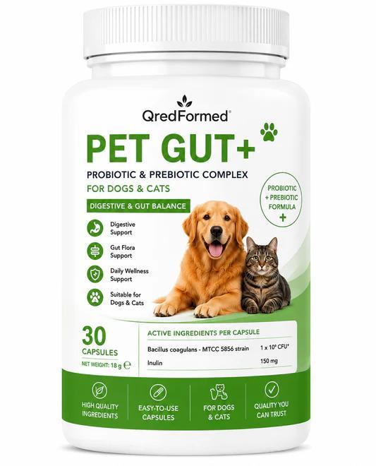 ZIMETER PET GUT+ - Probiotischer & Präbiotischer Komplex für Hunde & Katzen - 30 Kapseln