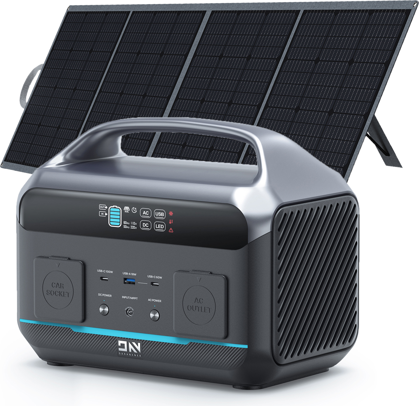 DaranEner NEO300 PRO 600W (1200W Peak) Elektrická stanica s 200W solárnym panelom SP200, solárny generátor 299Wh/12Ah Mobilný generátor energie