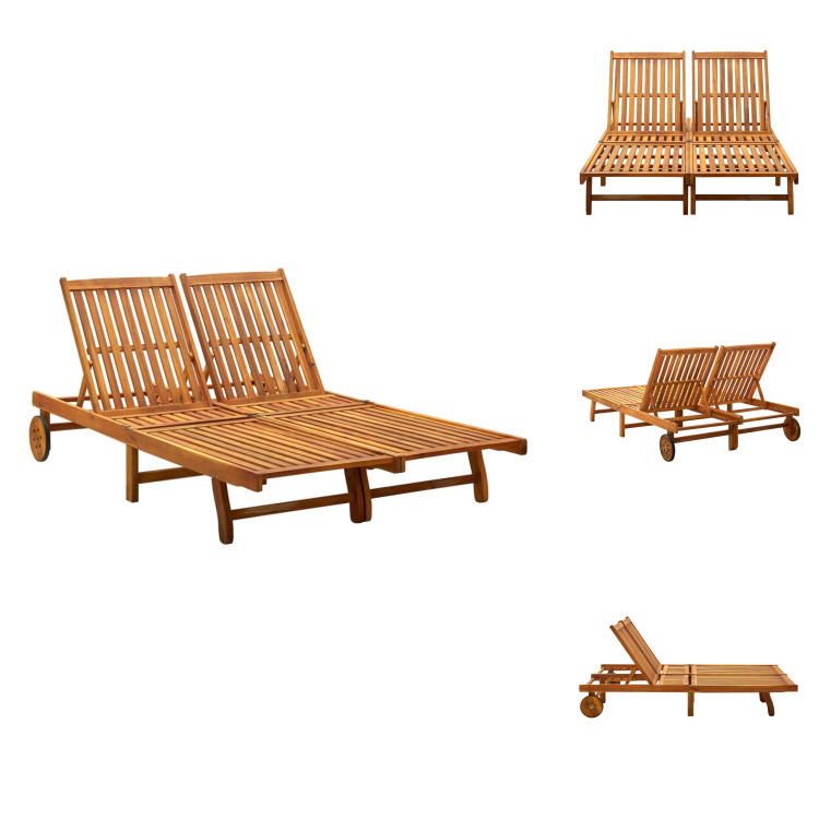 vidaXL Lehátko pre 2 osoby z masívneho dreva akácie - Lehátka