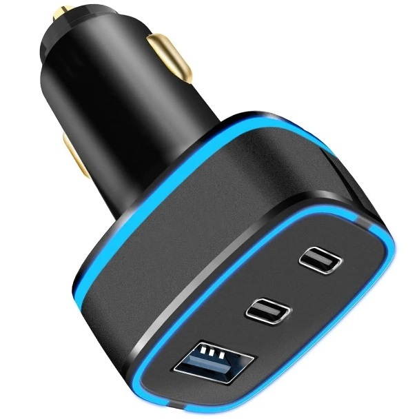 Ven-Dens USB-A + 2x USB-C - Autonabíjačka - Čierna KP34284
