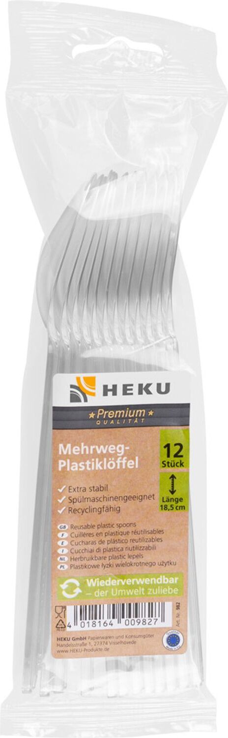 HEKU 240 Stück Kunststoff Löffel Mehrweg Plastiklöffel Plastikbesteck Plastik 20x 12er Set VX19394-20er
