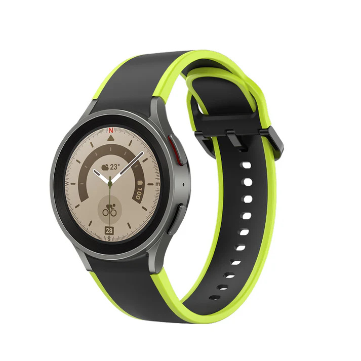 SYSTEM-S 20 mm silikónový remienok pre Samsung Galaxy Watch 5 4 Smartwatch Neon Black