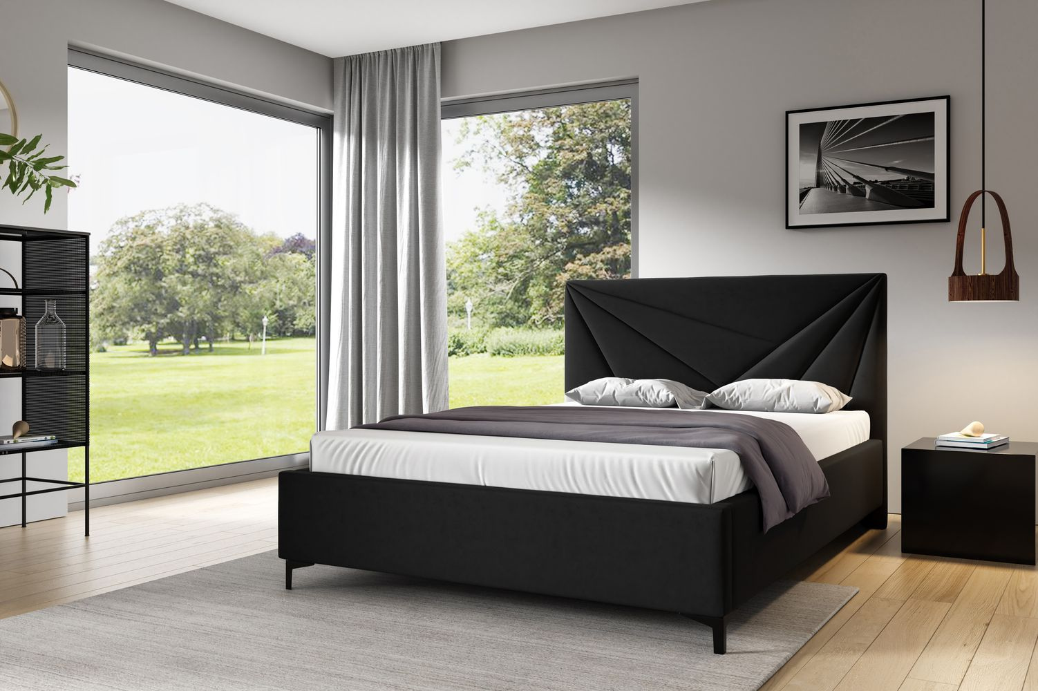 Čalúnená posteľ 160x200 ODETA 4 - čierna
