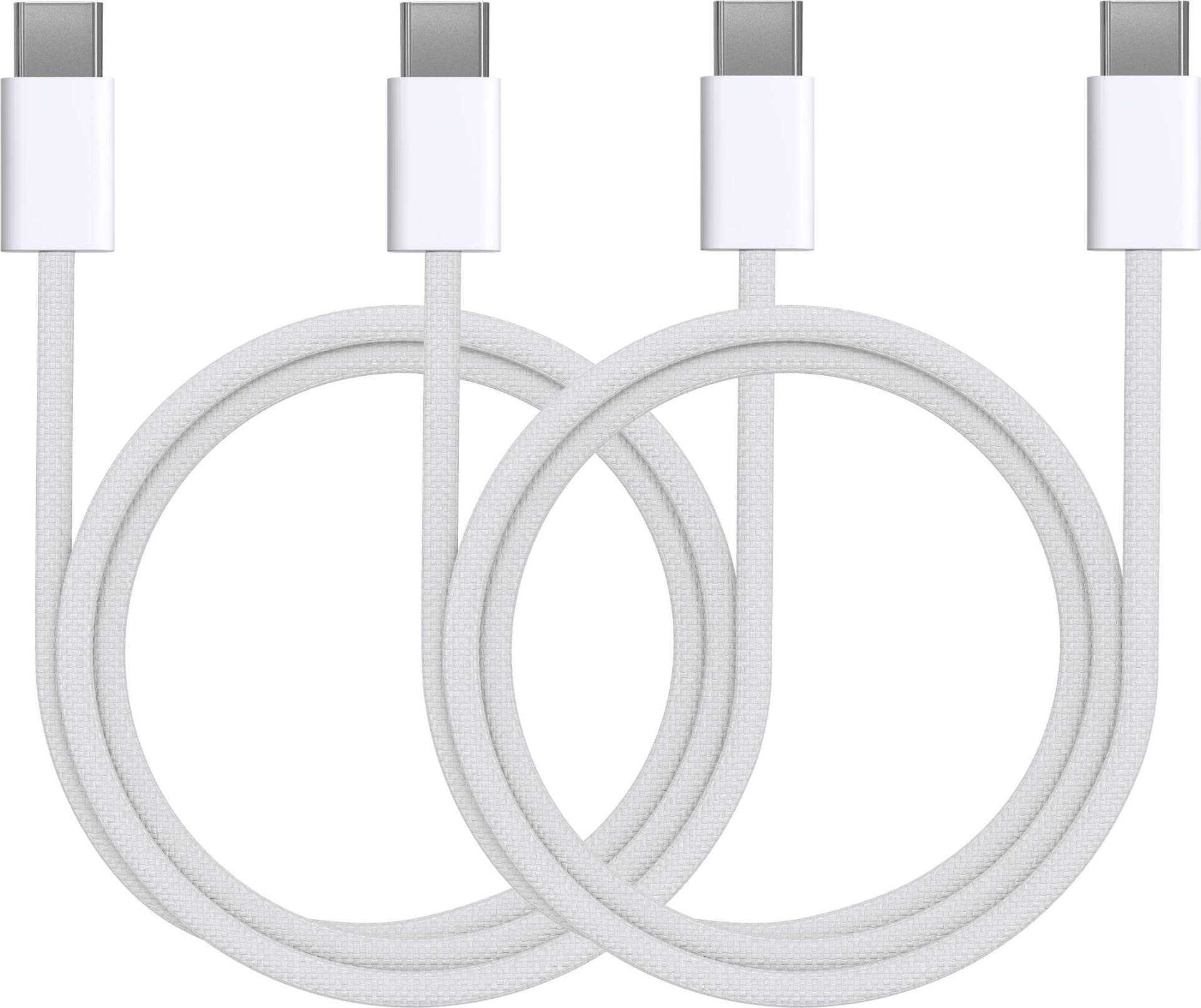 Kabel USB-C USB-C für Airpods 4 / Airpods Pro 2 / Airpods Max (2024) [2 Stück] Geflochtenes Nylon Weiß 1m Phonillico® prod9728