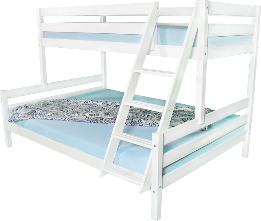 Generisch Etagenbett Hochbett Kiefer massiv weiß lackiert Denise 90/140 x 200 inkl. Rollrost, Zubehör Denise:Ja H-Denise mit Unterbett