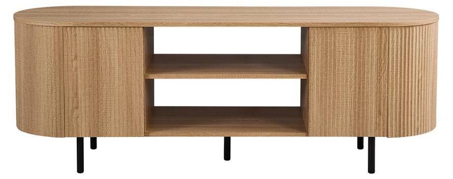 Meublorama TV-Möbel VAGOS – Farbe Natur-Eiche – 2 Türen & 2 Fächer – 160 cm – Rundes, designorientiertes und funktionales TV-Möbel RU-LAGOS-2175-5*2C/43KG