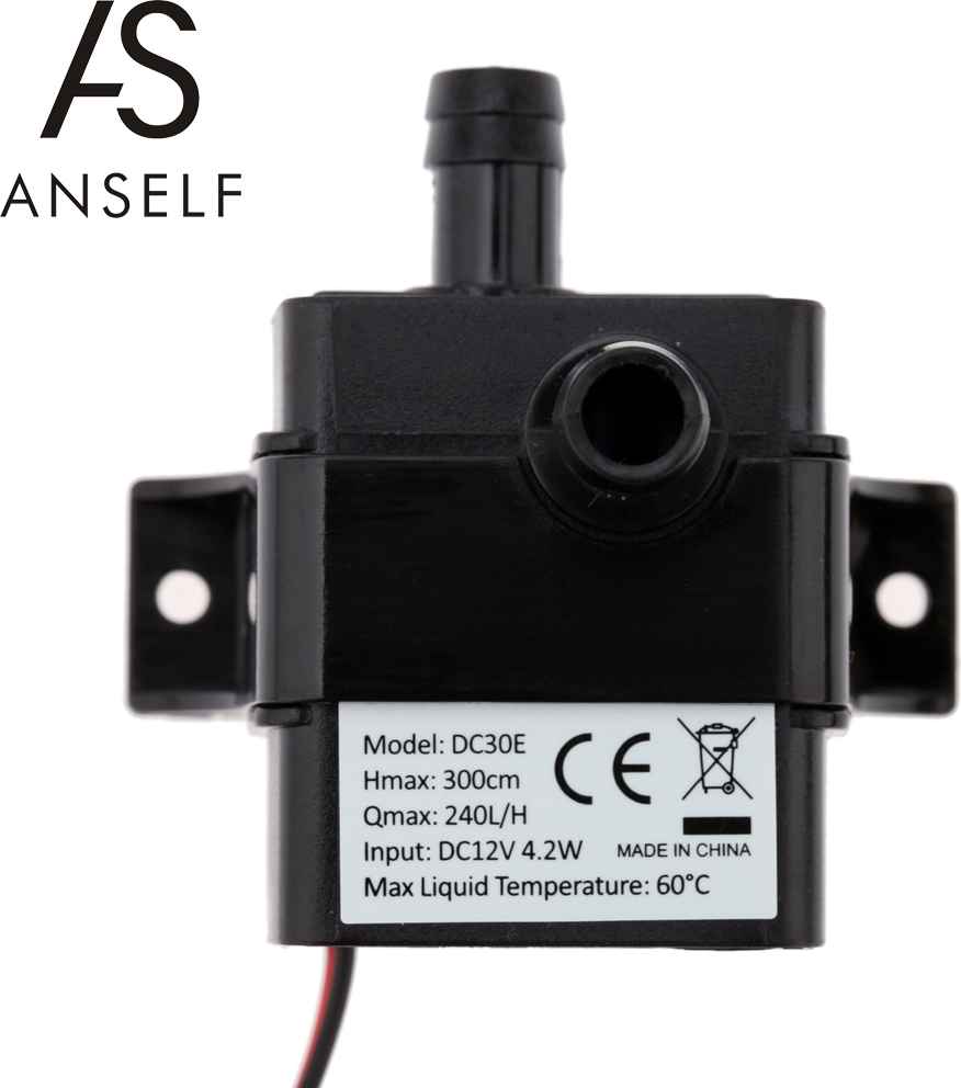 Ultra tiché mini bezkefové vodné a olejové čerpadlo 12 V, 4,2 W, vodotesné, ponorné, pre akváriá, s prietokom 240 l/h a výtlakom 300 cm