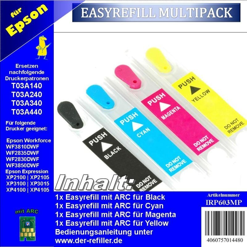 TTS 603XL - Multipack mit 4 Patronen - IRP603MP CISS / Easyrefillpatronen / Leerpatronen - ersetzt T03A140 - 440