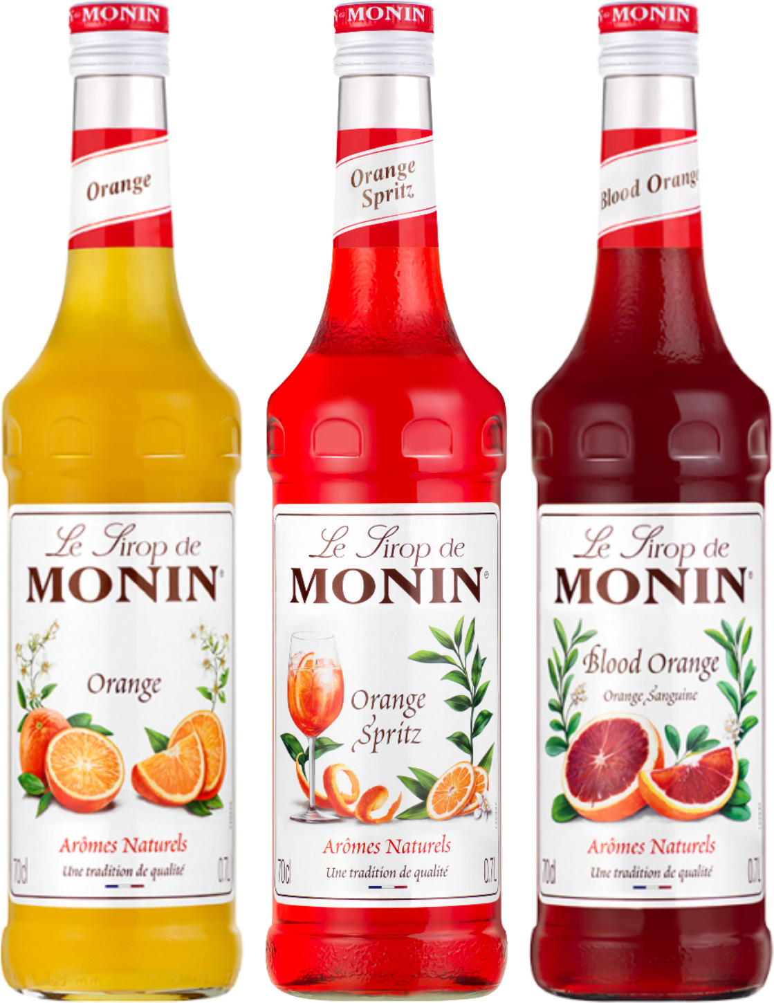 Lot sirops oranges MONIN - Orange, Orange spritz, Orange sanguine - 3x70cL