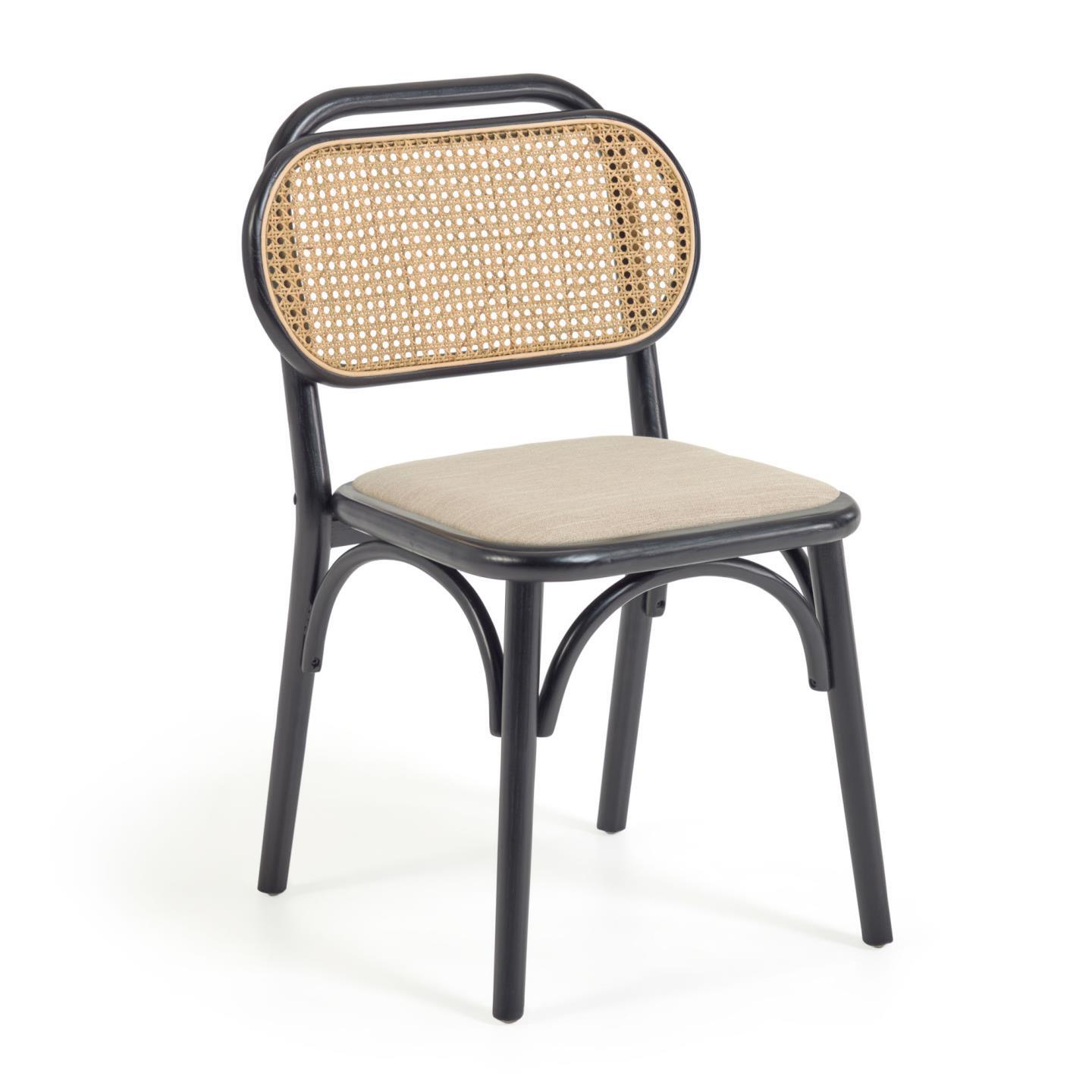 Natur24 2-er Set Stuhl Doriane 54 x 85 x 58 cm Ulme Schwarz Rattan Natur Sitzgarnitur CC2109MV12