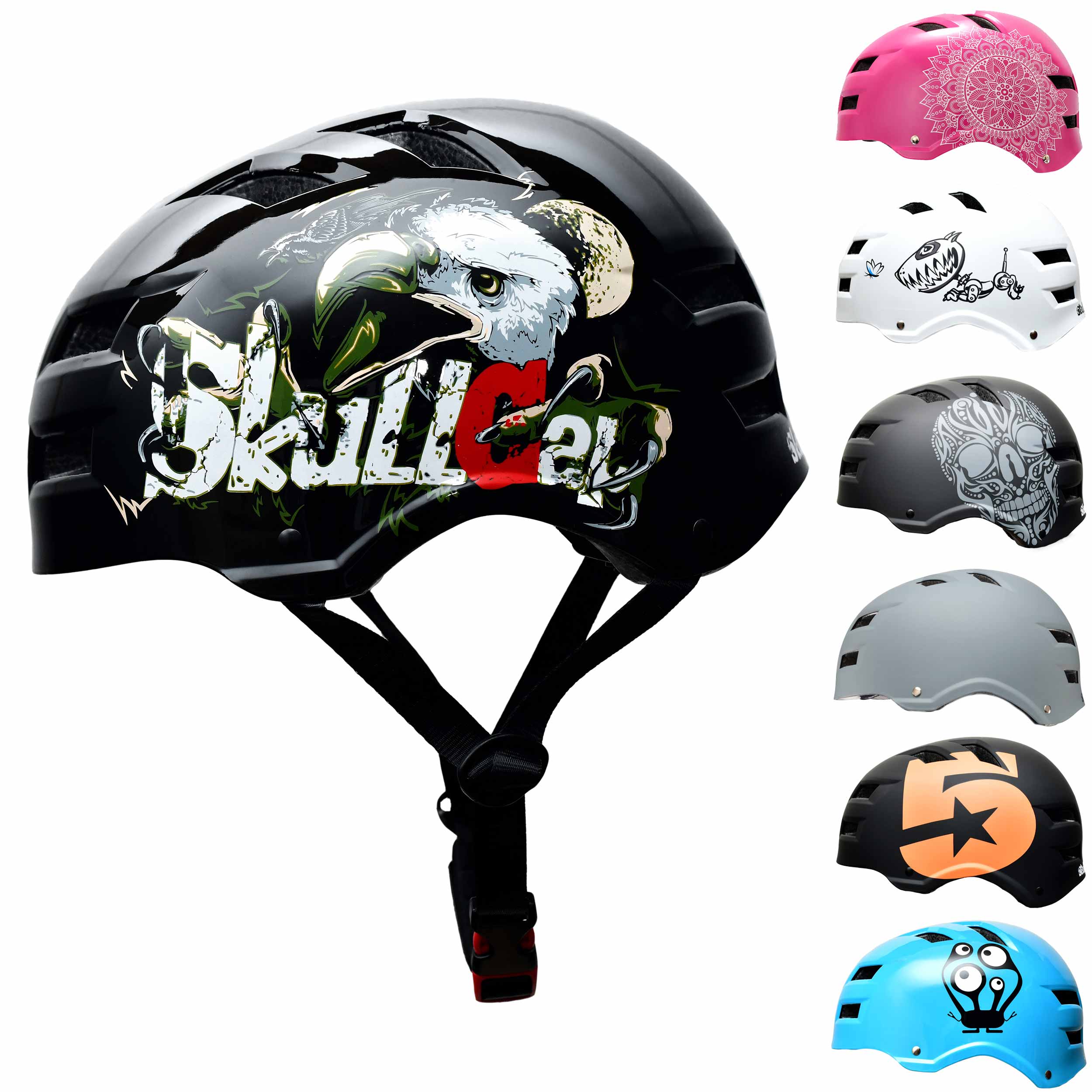 Skaterhelm Skullcap® BMX Helm M Fahrradhelm 55 – 58 cm Black-8 NextLevel Herren Damen Jungs & Kinderhelm Gr