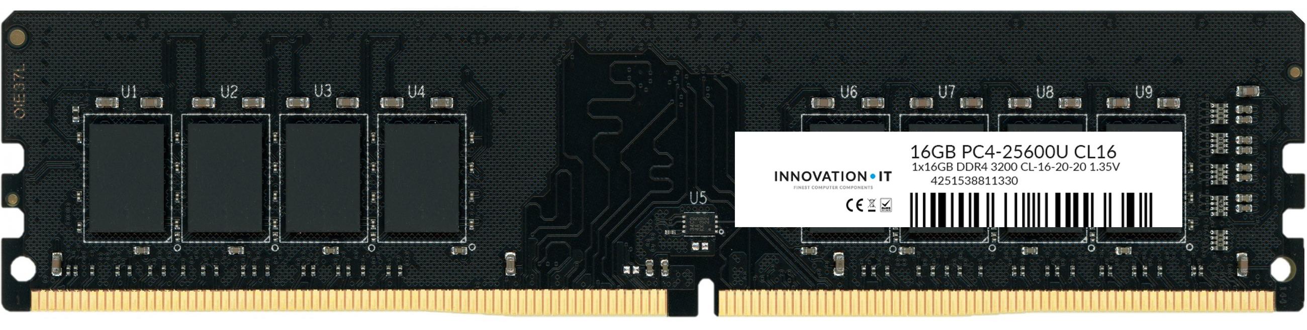 Innovation-Pc Innovation IT 3200 16GB CL16-20-20 1.35V LD 8-Chip, 16 GB, 1 x 16 GB, DDR4, 3200 MHz, 288-pin DIMM 902780502