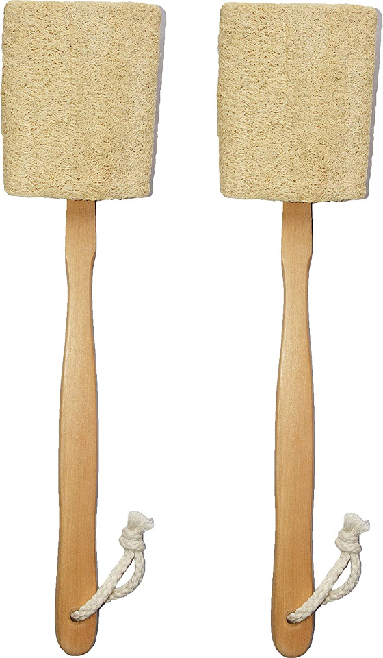 Natürlicher Luffa Rückenschrubber Mit Langem Holzgriff – 2 Stück – Peeling-Bürste Für Dusche & Bad