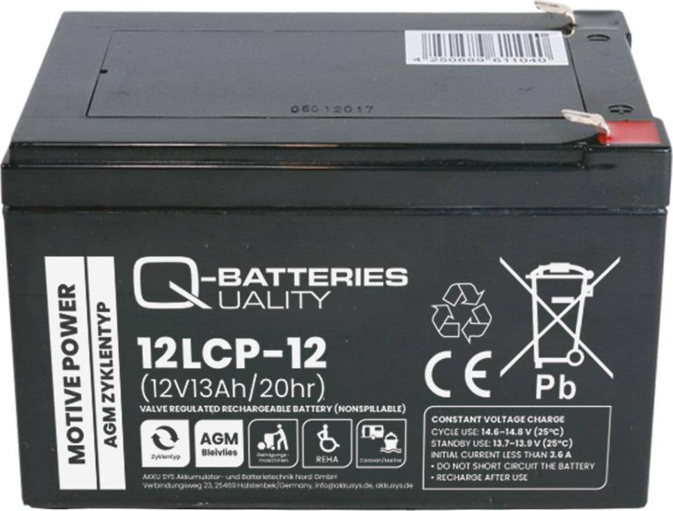 Akku Sys Akkumulator- und Batterietechnik Nord GmbH Quality-Batteries 12LCP-12 12V/13Ah 151x98x95mm>>>>