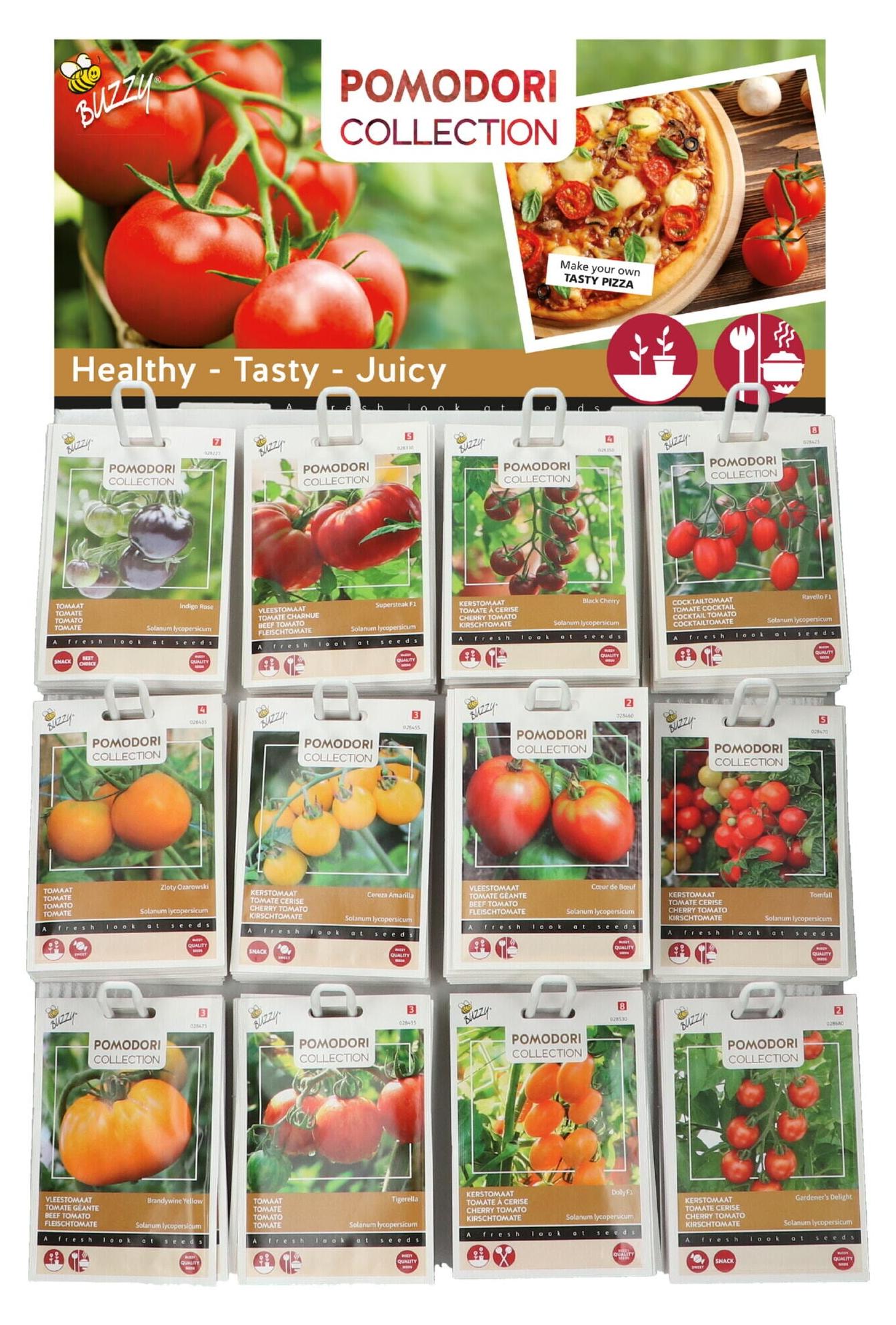 Tyger Home Store Tomaten-Samen-Display – 180 Stück (12 Sorten) – Mischung aus Kirschtomaten, Roma-Tomaten und großen Tomaten – Komplettes Anzuchtset für Garten, Gewächshaus und Balkon