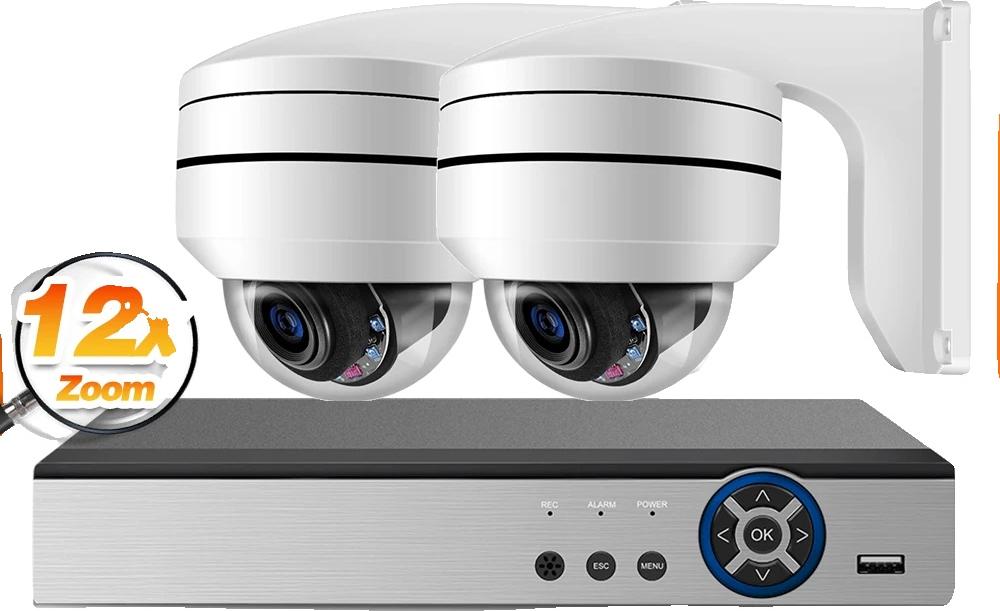 Bezpečnostný kamerový systém, rozlíšenie 8 MP, diaľkové ovládanie PTZ, 10CH NVR 2 kamery, bez, zástrčka EÚ