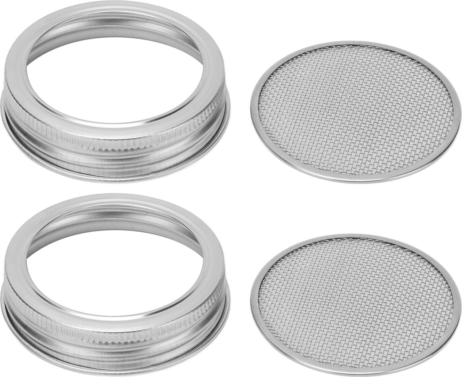 Cocosity 2 Stück Keimglas-Filterdeckel aus Edelstahl, Keimzubehör für Gläser mit normaler Öffnung (86 mm / 3,4 Zoll)