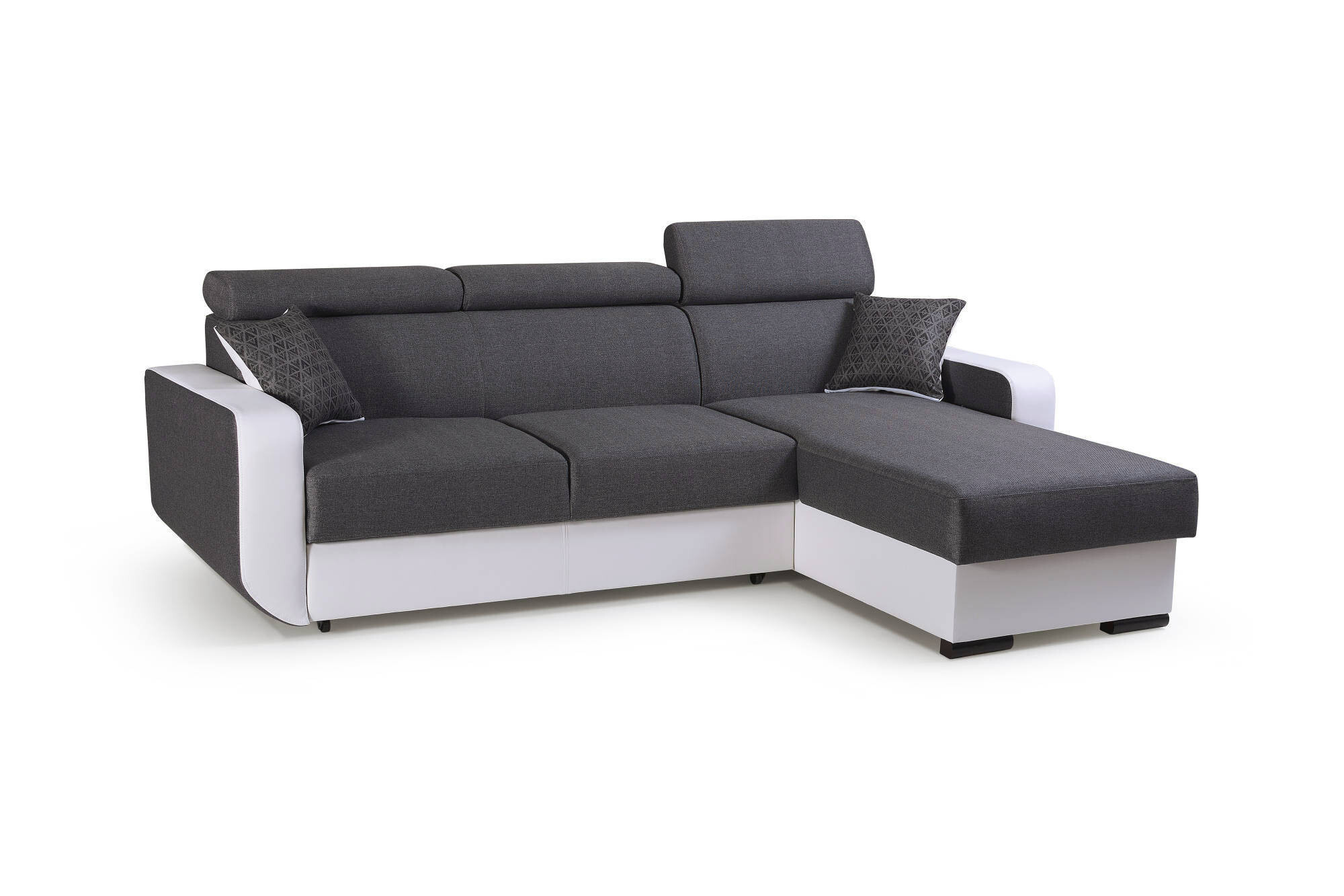 Best Mobilier Dustin, Ecksofa, Grau, Weiß, 4 Sitz(e), Dustin, Stoff, 2 Jahr(e) 604BG