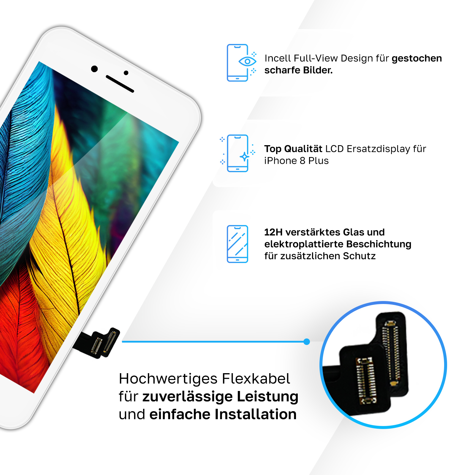 Náhradný displej pre Apple iPhone 8 Plus White - Originálna kvalita LCD TFT | A1864, A1898, A1899