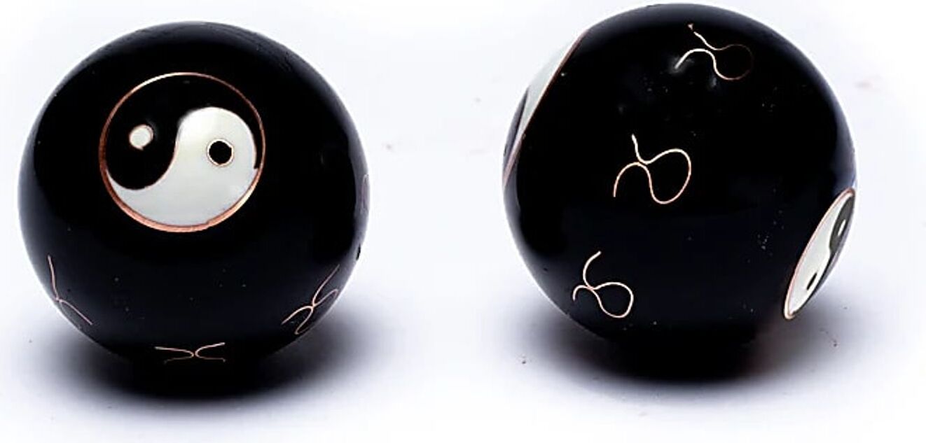 Bahadra Qi Gong Kugeln Yin Yang schwarz -- 3.5 cm